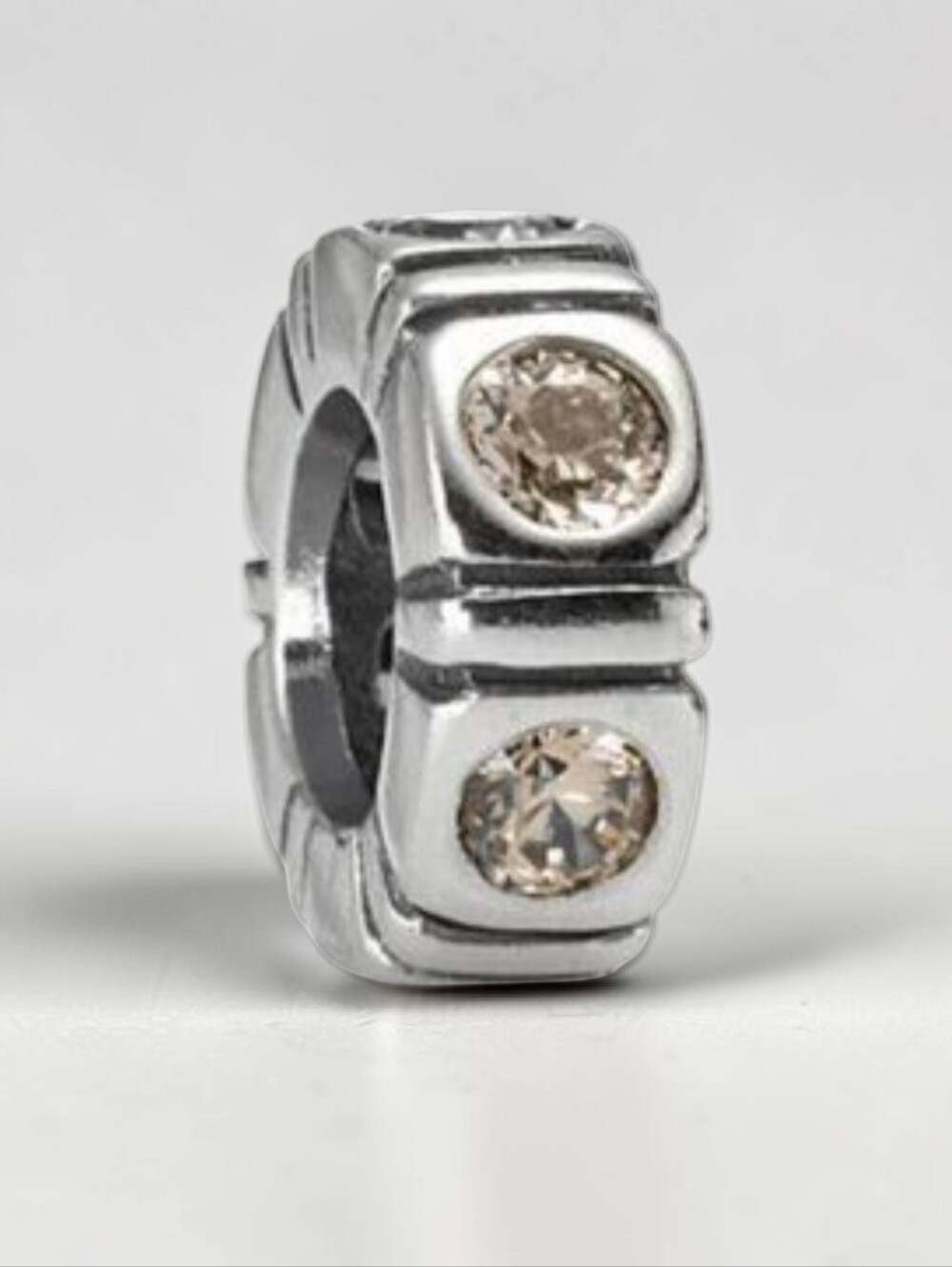 PANDORA Sterling Silver Trinity Champagne Cubic Zirconia Spacer Bead Retired